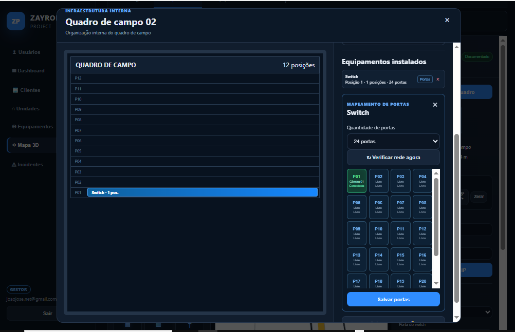Mapeamento de portas de switch no Zayron Project